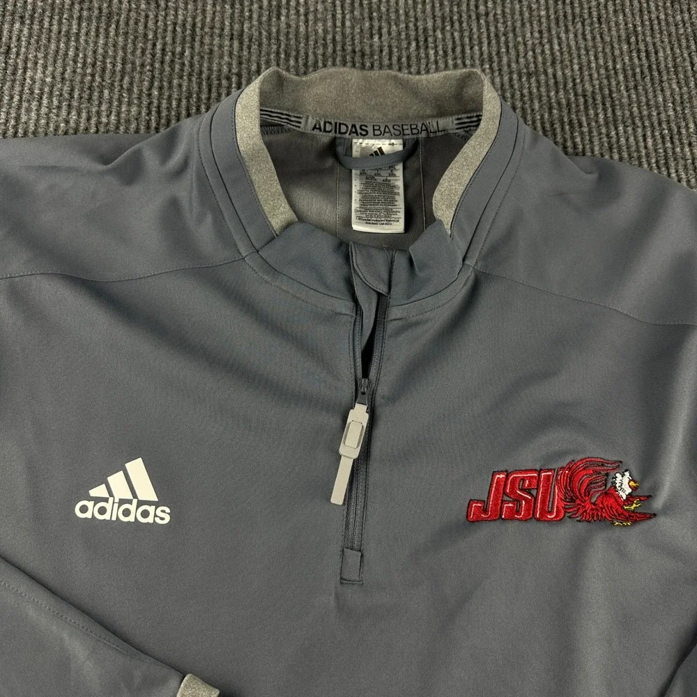 Adidas Baseball JSU Gamecocks Mens 2XL Gray Quarter Zip Pullover Jacket RN88387